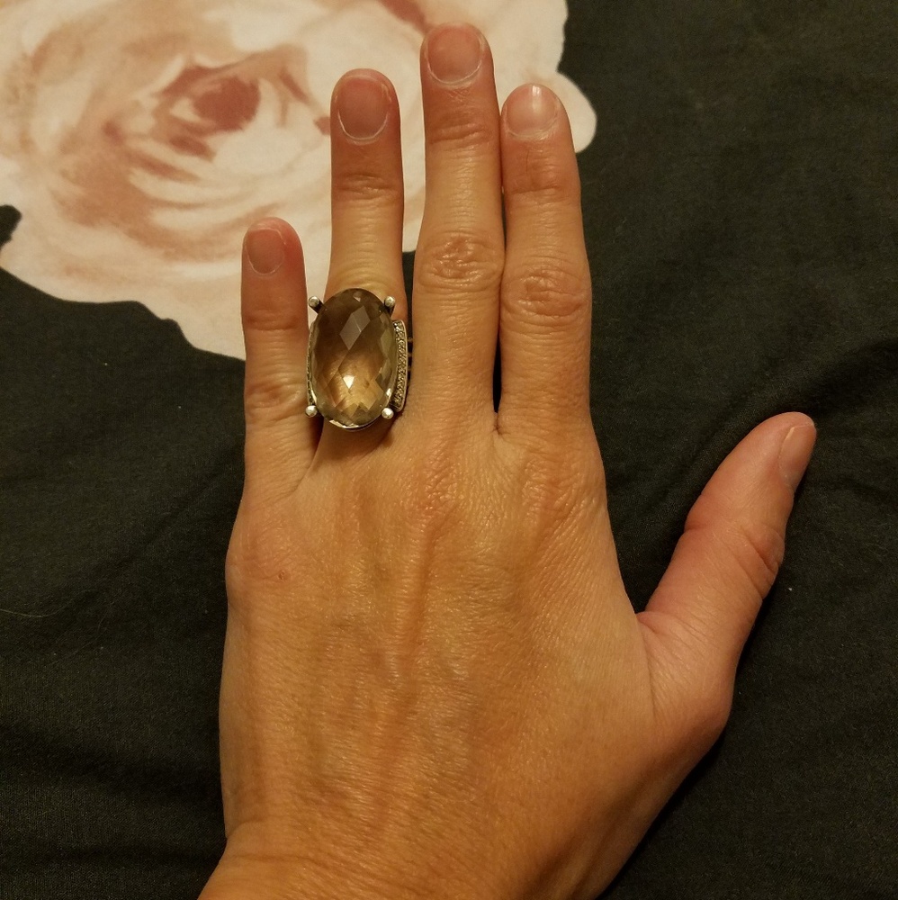 David Yurman Smoky Quartz and Diamond Ring